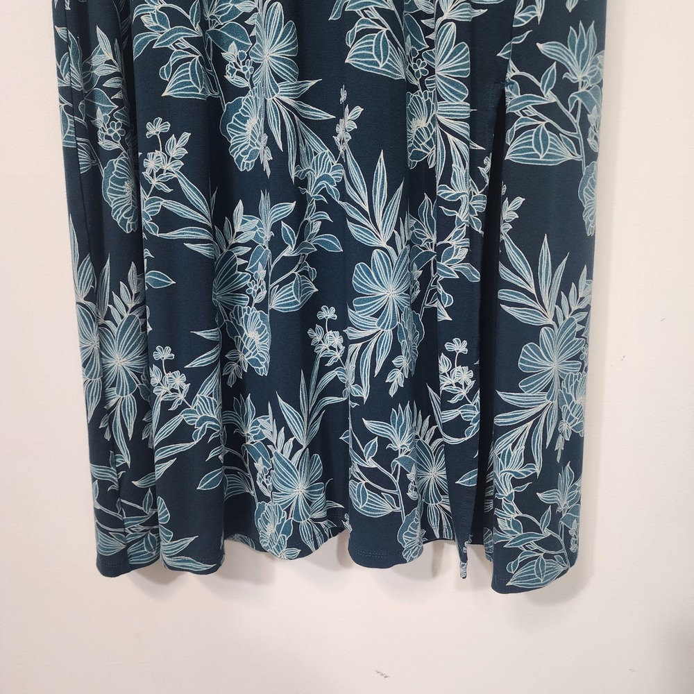 J. Jill Wearever Collection Maxi Dress Small Tall Blue Floral Sleeveless Stretch - Picture 3 of 13